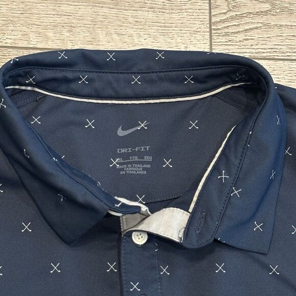 Nike Dri fit Golf Polo Shirt Mens XXL AOP Blue Golf Club Pattern Performance - Picture 3 of 8